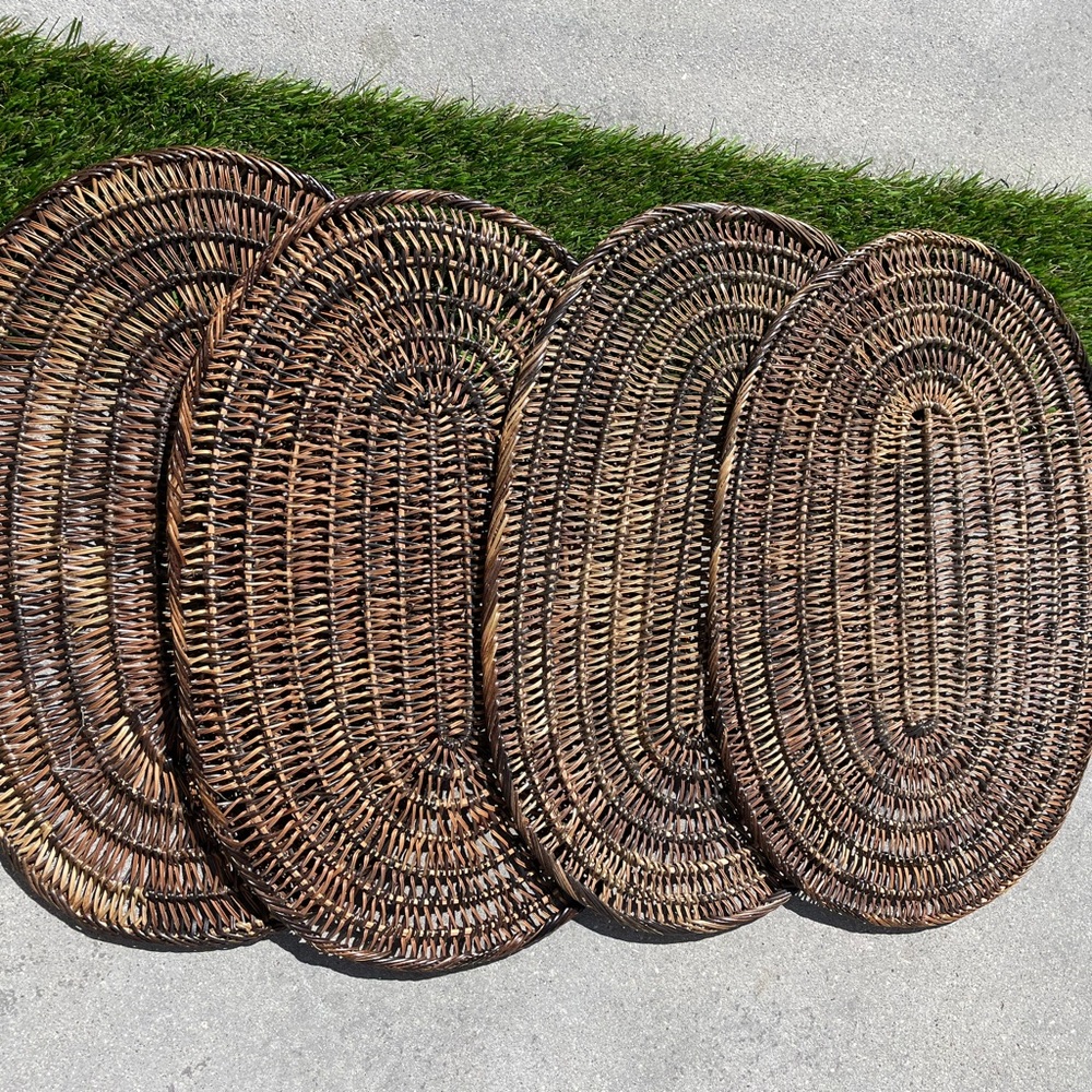 4 Oval Rattan Woven Placements